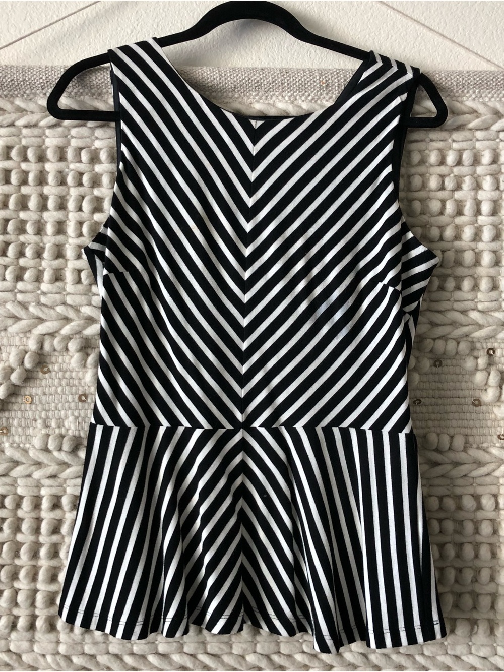Banana Republic Black and White Striped Peplum Tank